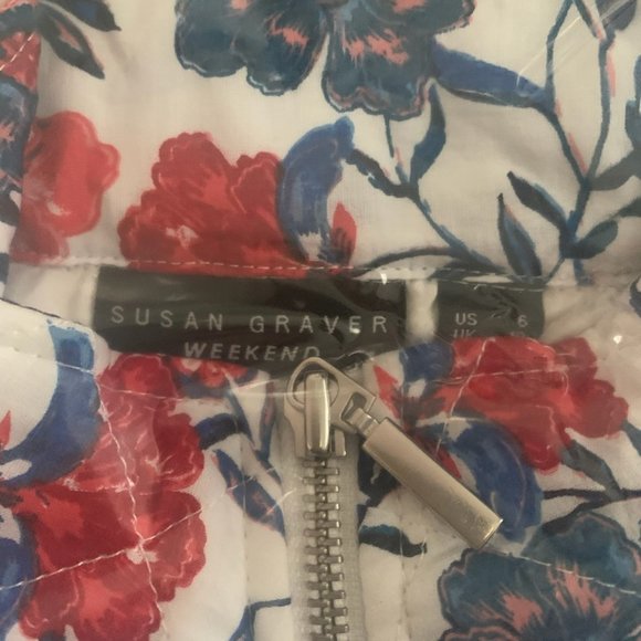 NWT SUSAN GRAVER WEEKEND FLORAL ZIP FRONT‎ VEST 6 - Picture 10 of 11